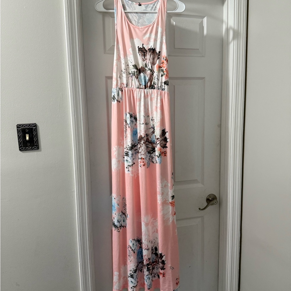 Floral Maxi Dress in Pink and White